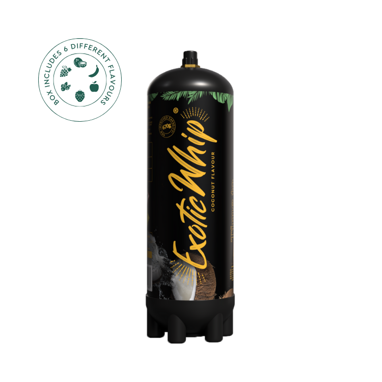 ExoticWhip Cream Chargers - MIXED FLAVOUR BOX - 6 BOTTLES OF 670G